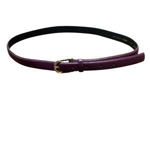 Vtg SHEKA Faco Cowhide Leather Belt Gold Buckle Deep Purple Women Large
